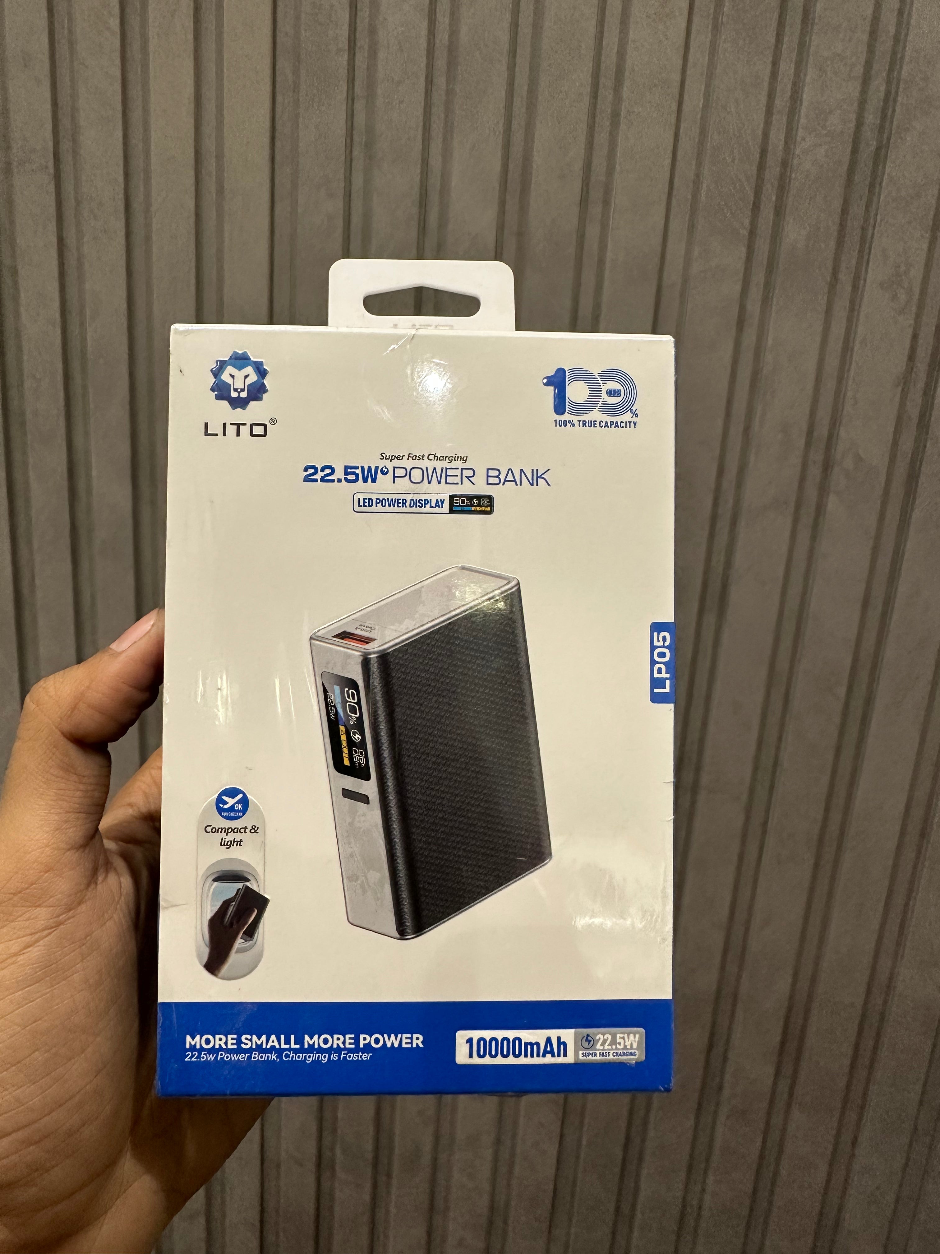 Lito LP05 10000mAh GaN Fast Charging Power Bank - 22.5W