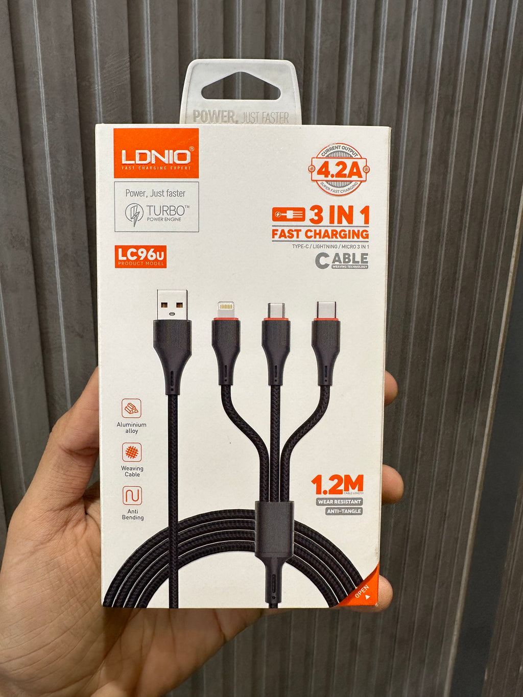LDNIO 3-in-1 Super Fast Charging Cable – Type-C, Lightning & Micro