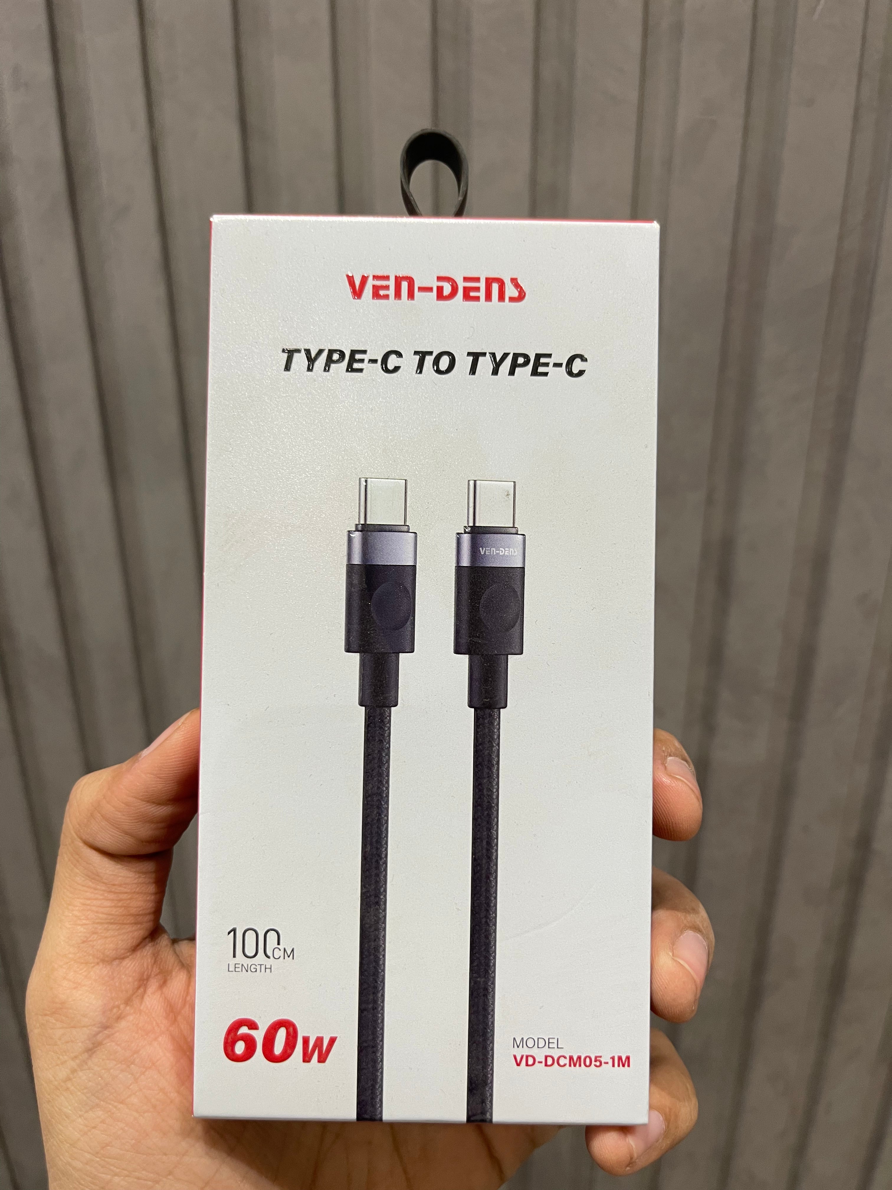 VenDens 60W USB-C to USB-C Braided Data Cable - 1M