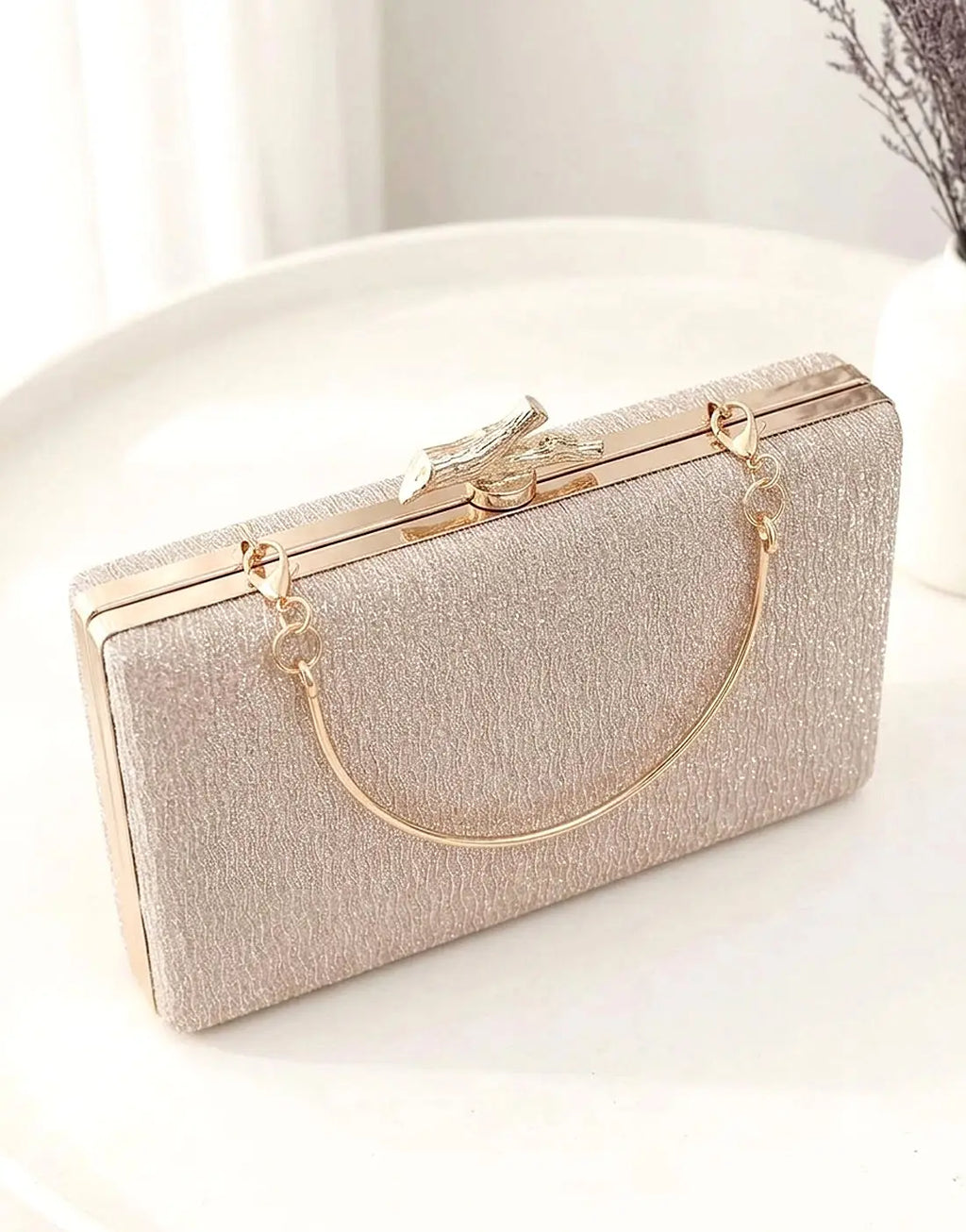 Elegant Tree Branch Clasp Rectangular Evening Clutch & Wedding Guest Minaudiere