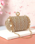 Luxury Faux Pearl Clasp Rhinestone Oval Shape Bridal Minaudiere