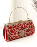 Royal Red Velvet Rhinestone Bridal Clutch