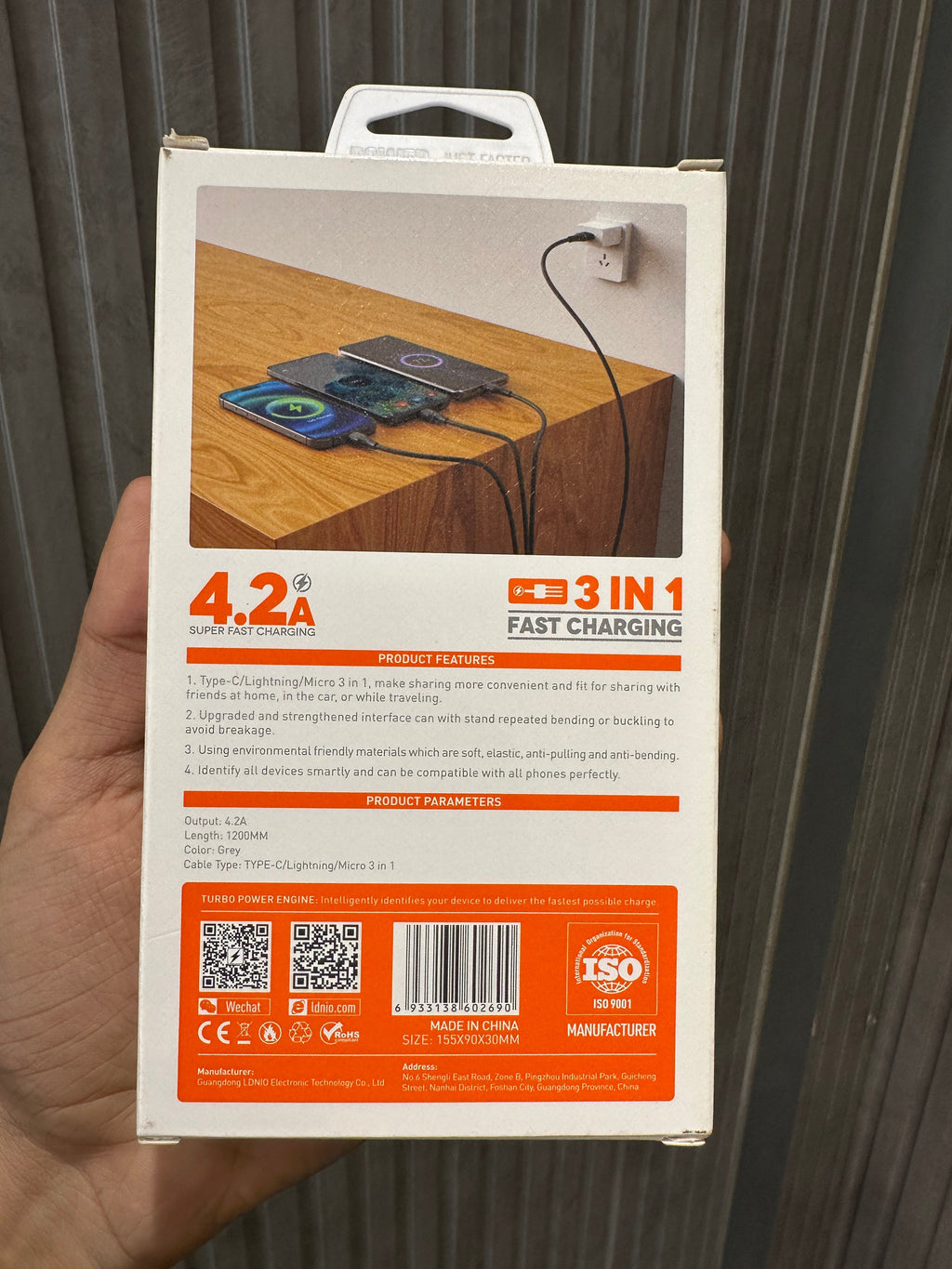 LDNIO 3-in-1 Super Fast Charging Cable – Type-C, Lightning & Micro