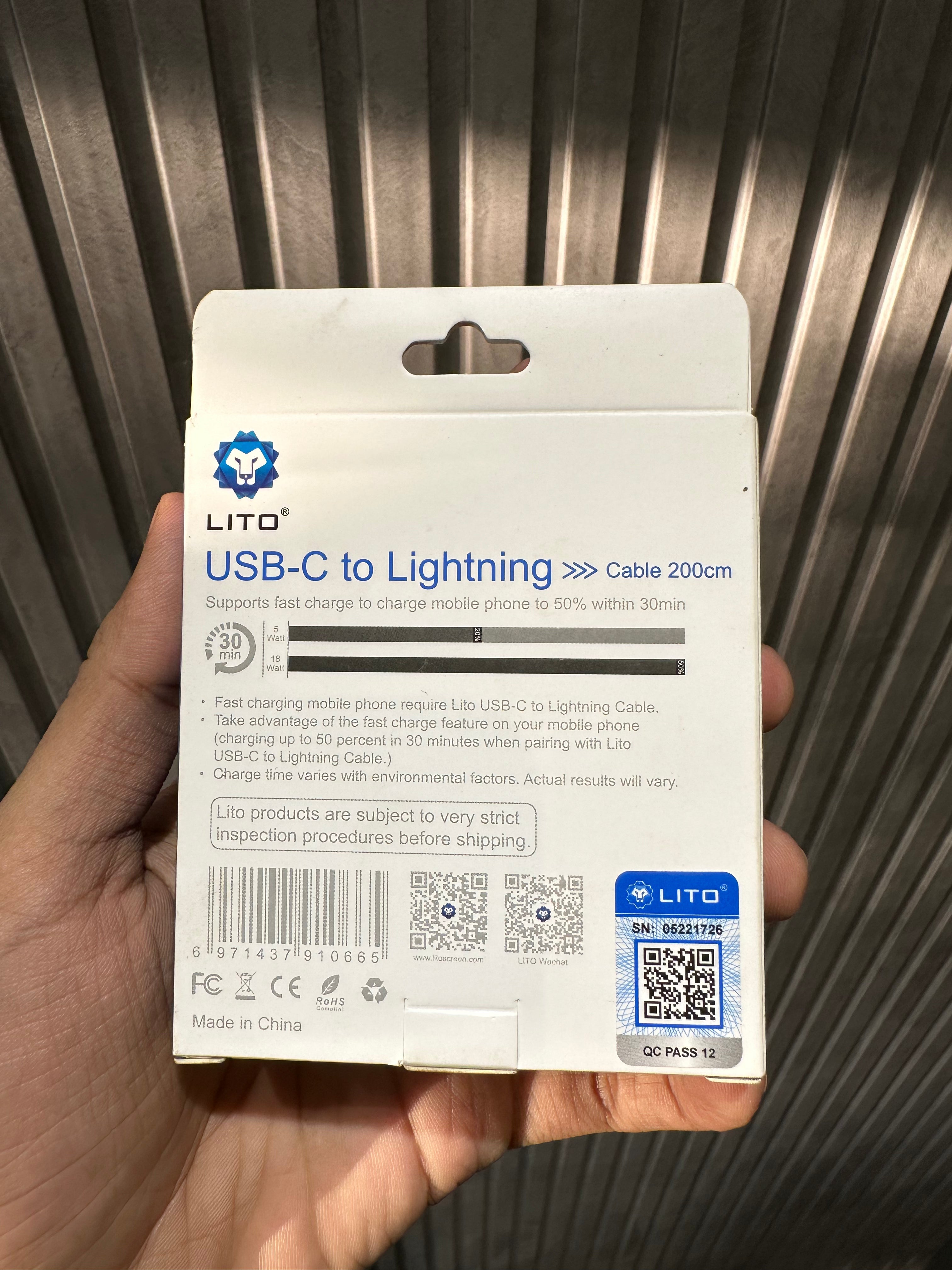 LITO USB-C to Lightning Data Cable - 2M