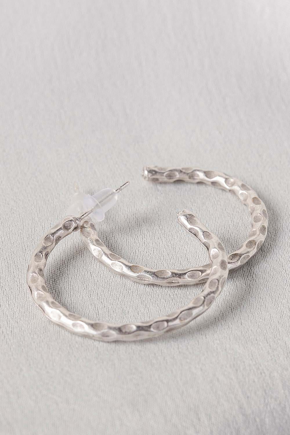 Silver C Hoop Earrings
